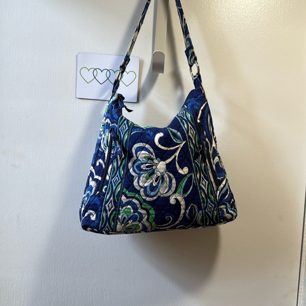 Vera Bradley Blue and Green Floral Hobo Bag Mediterranean Blue.